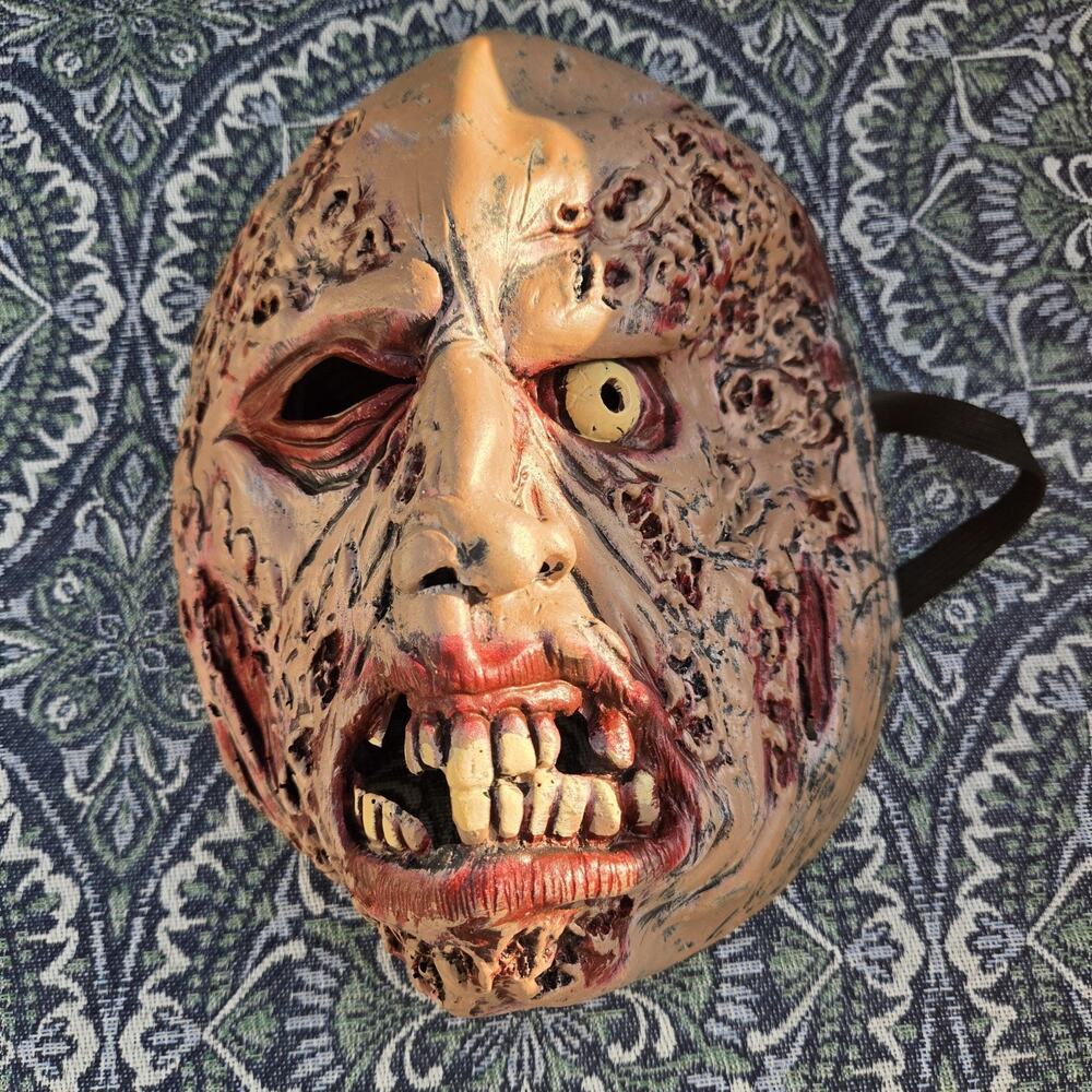 Vintage Horror Zombie Mask Kids Halloween Burn Face Ghoul Costume Plastic Mask